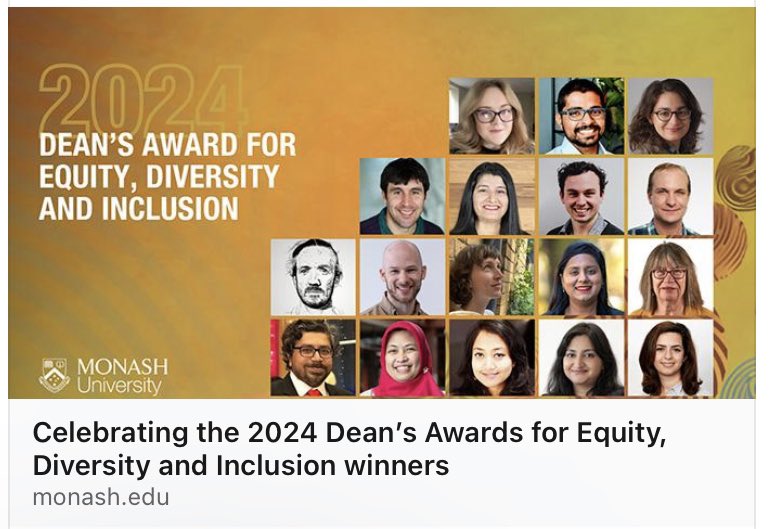 Ruchi (@ruchisembey) on Twitter photo Honoured to receive Equity, Diversity & Inclusion Award 🎉 Rewarding to see the positive #impact of my efforts in mentoring & IT outreach efforts on <a href="/MonashUni/">Monash University</a> & the broader #community. Shoutout to allies & collaborators🧡 <a href="/MonashInfotech/">Monash Information Technology</a> <a href="/HumaniseL/">@HumaniSE_Lab</a> #EDI
monash.edu/it/news/2024/d… Honoured to receive Equity, Diversity & Inclusion Award 🎉 Rewarding to see the positive #impact of my efforts in mentoring & IT outreach efforts on <a href="/MonashUni/">Monash University</a> & the broader #community. Shoutout to allies & collaborators🧡 <a href="/MonashInfotech/">Monash Information Technology</a> <a href="/HumaniseL/">@HumaniSE_Lab</a> #EDI
monash.edu/it/news/2024/d…