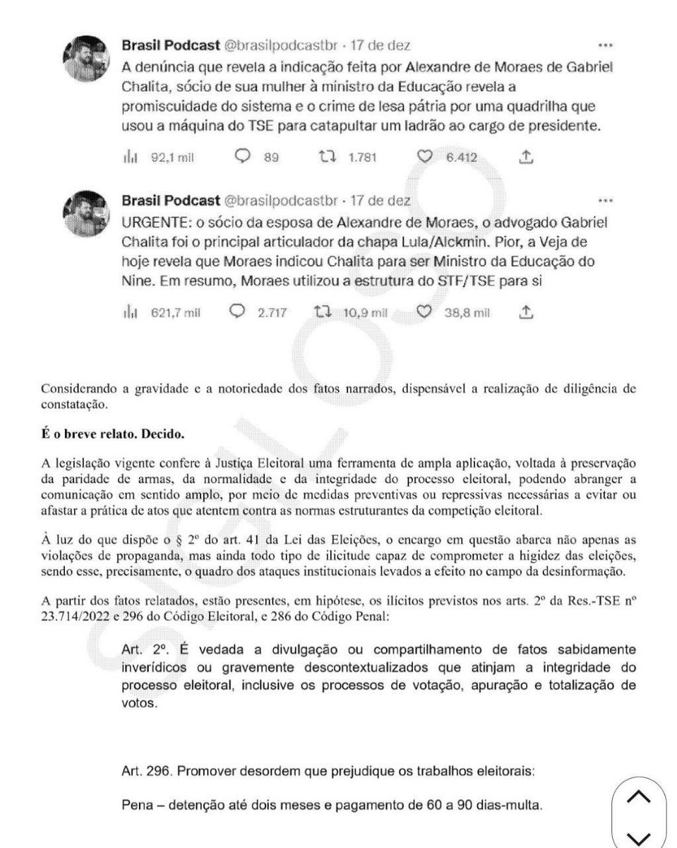 Guthbsb's tweet photo. COMPARTILHADO PELA  ANDREA.  Urgente 🚨: Congresso dos EUA revela que censura imposta ao jornalista Oswaldo Eustáquio aconteceu após denúncia de que a chapa Defunto / Chuchu nas eleições em 2022 foi articulada por Gabriel Chalita, sócio da esposa do ministro Moraes https://t.co/YglvomIq7I