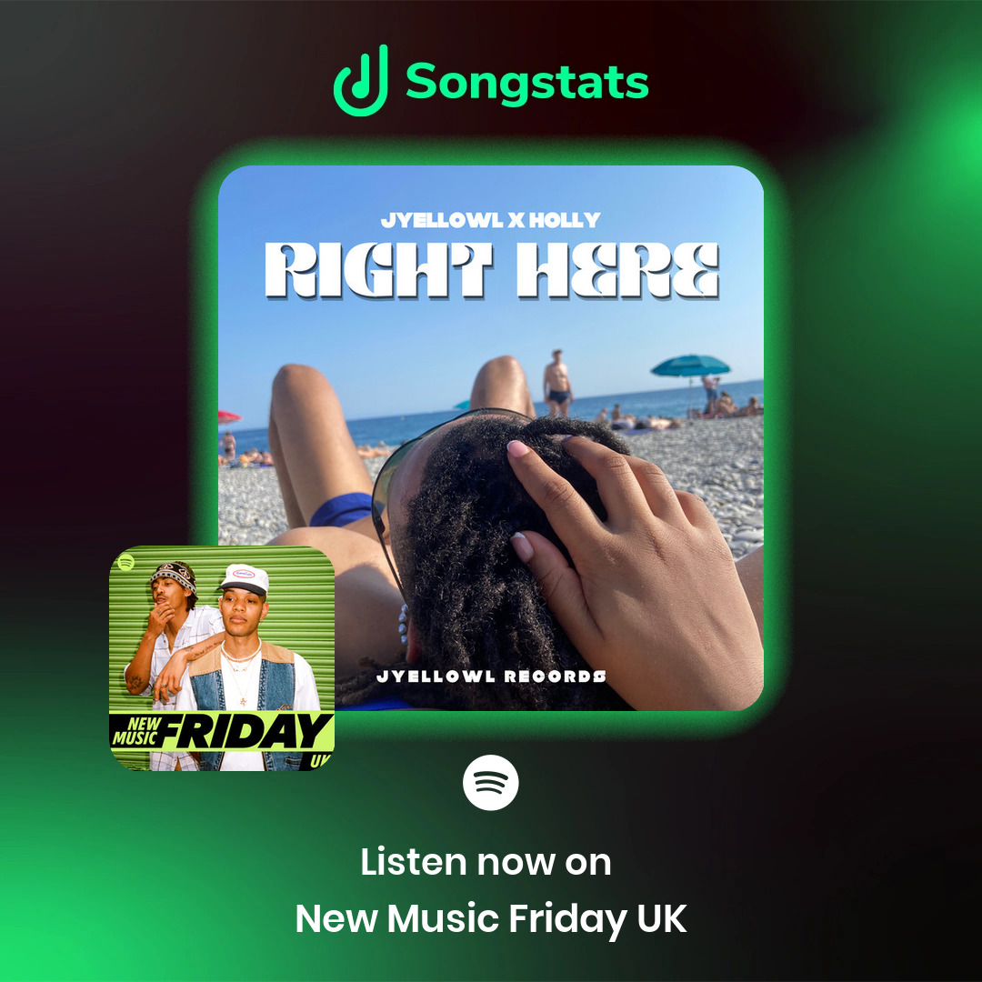 Songstats (@songstatsapp) on Twitter photo <a href="/RealJyellowL/">Yellowman ⚡️</a> Your track "Right Here" got added to the editorial playlist 'New Music Friday UK' with over 860K Followers on Spotify! Discover even more awesome insights on the Songstats App. <a href="/RealJyellowL/">Yellowman ⚡️</a> Your track "Right Here" got added to the editorial playlist 'New Music Friday UK' with over 860K Followers on Spotify! Discover even more awesome insights on the Songstats App.