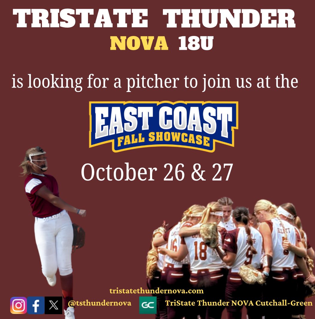 👀for a pitcher. Please email or DM us if interested in joining us for the premier showcase tournament.