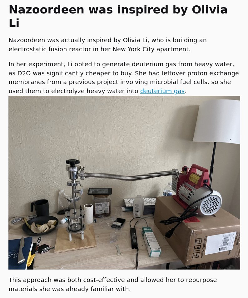 MikeChillit's tweet image. #FusionReactor

Build a fusion reactor in your apartment or dorm room? It&apos;s all the rage.

What&apos;s for dinner?

interestingengineering.com/energy/fusion-…