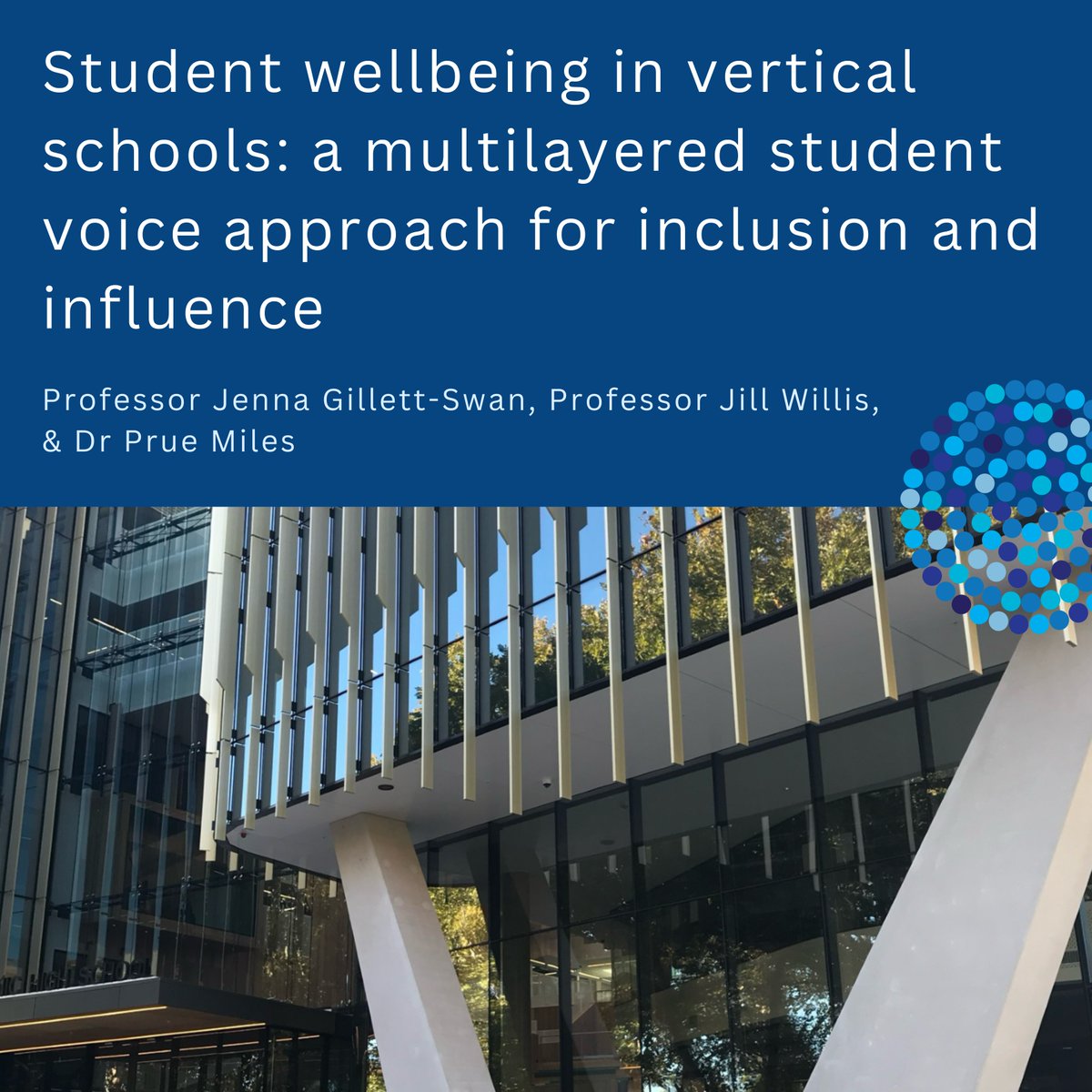 📚 Exciting new research on student wellbeing in vertical schools by Prof Jenna Gilett-Swan, Prof Jill Willis &amp; Dr Prue Miles! Discover how student voice plays a key role in shaping inclusive school environments: link.springer.com/article/10.100… #StudentWellbeing #VerticalSchools