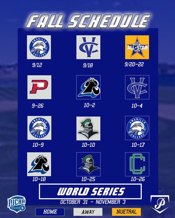 Fall schedule for the Plainsmen.