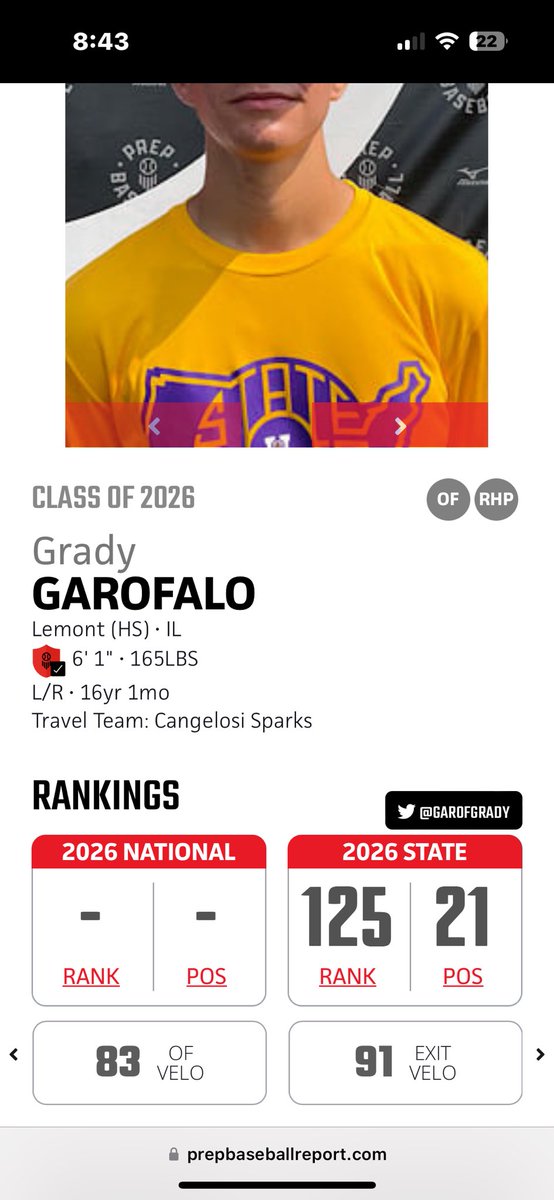 Grady Garofalo (@garofgrady) on Twitter photo Thank you <a href="/PrepBaseballIL/">Prep Baseball Illinois</a> <a href="/DrewLocascio/">Drew Locascio</a> for the ranking, can’t wait to keep grinding and getting ready for the spring season. <a href="/CangelosiSparks/">Cangelosi Sparks</a> <a href="/Lemont_Baseball/">Lemont Baseball</a> Thank you <a href="/PrepBaseballIL/">Prep Baseball Illinois</a> <a href="/DrewLocascio/">Drew Locascio</a> for the ranking, can’t wait to keep grinding and getting ready for the spring season. <a href="/CangelosiSparks/">Cangelosi Sparks</a> <a href="/Lemont_Baseball/">Lemont Baseball</a>