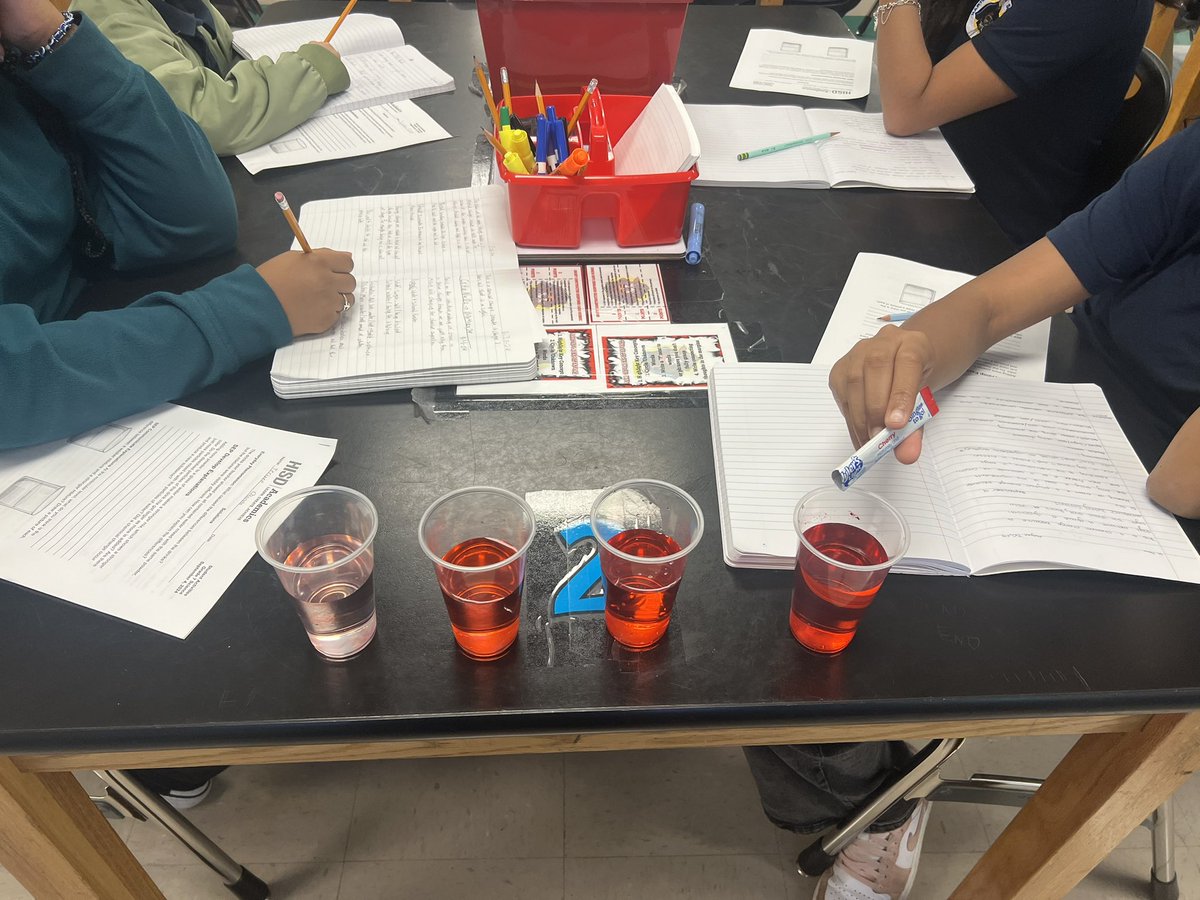 Students exploring aqueous solutions with koolaid powder solute, solvent, concentration &amp; dilution. <a href="/hartman_ms/">Charles Hartman MS</a>  @GloriaLZavala <a href="/VictoriaCMoore1/">Victoria Moore</a> <a href="/MariaWoodall4/">Maria Woodall</a>