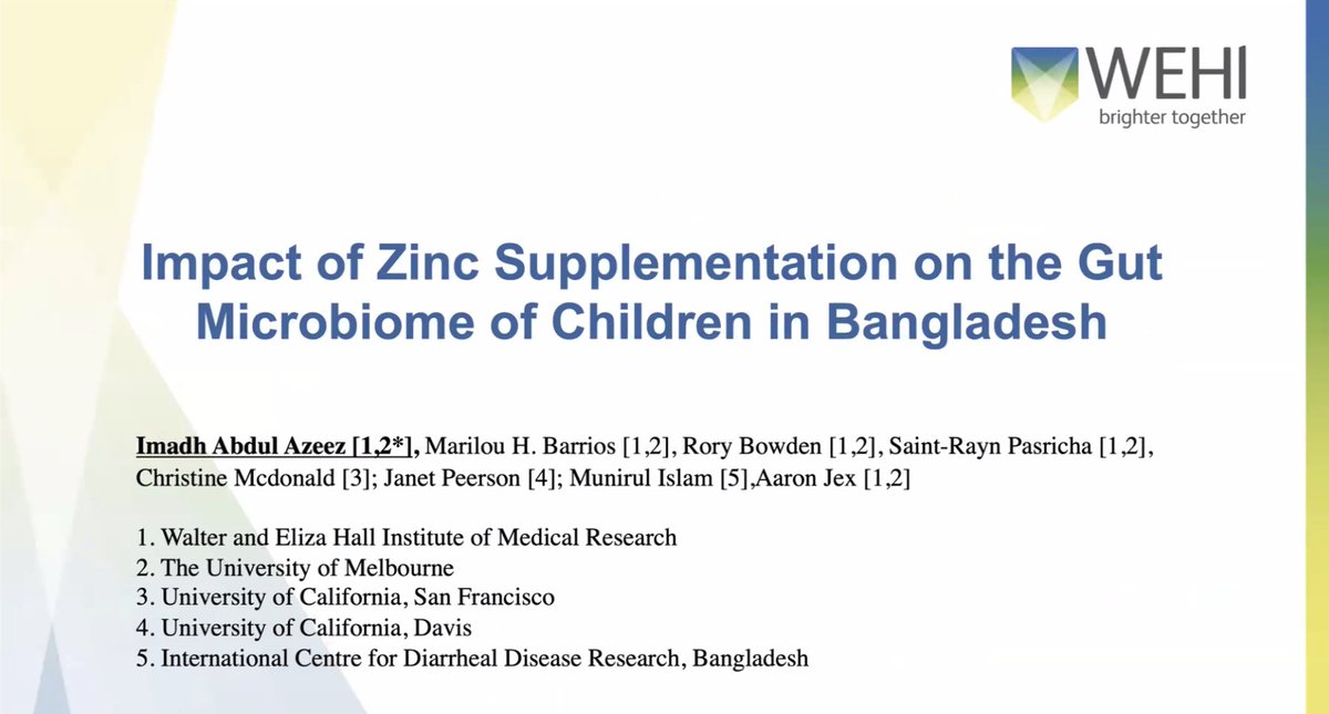 Microseq_ASM's tweet image. 🧬 Excited to hear from Imadh Abdul Azeez! He used #metagenomics and #metatranscriptomics to assess the impact of zinc supplementation on the gut microbiome of children in Bangladesh. Discover insights from the ZiPT trial and its implications for child #GutHealth #MicroSeq2024