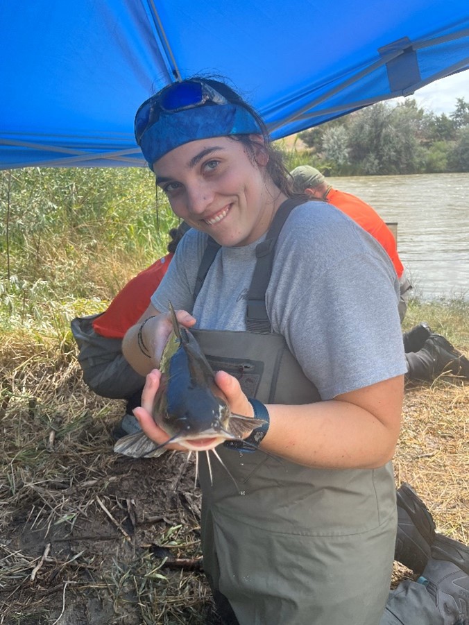 Research isn't only for grad students! Sarah here w/a Channel Catfish in WY, helping w/some PhD work! She's an undergrad &amp; active in NRM clubs-help build our community of support for research &amp; involvement by selecting NRM department @ givecampus.com/q30f0j on #OneDayforSTATE!