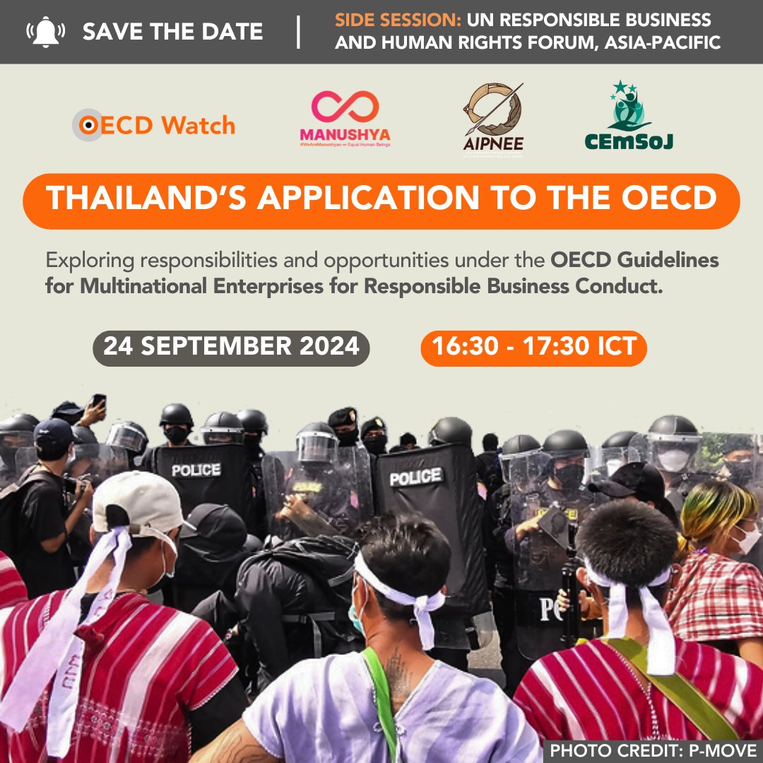 📅Save the date! #BizHumanRights #UNRBHR

📝Join us on 24 September 2024 at 4:30 pm ICT to our side session together with OECD Watch (<a href="/OECDwatch/">OECD Watch</a> ), AIPNEE (<a href="/aipnee/">AIPNEE</a> ), and CEMSOJ (<a href="/CEMSOJ/">CEMSOJ</a> ) at the Asia Pacific Responsible Business and Human Rights Forum in Bangkok.

🔎Also