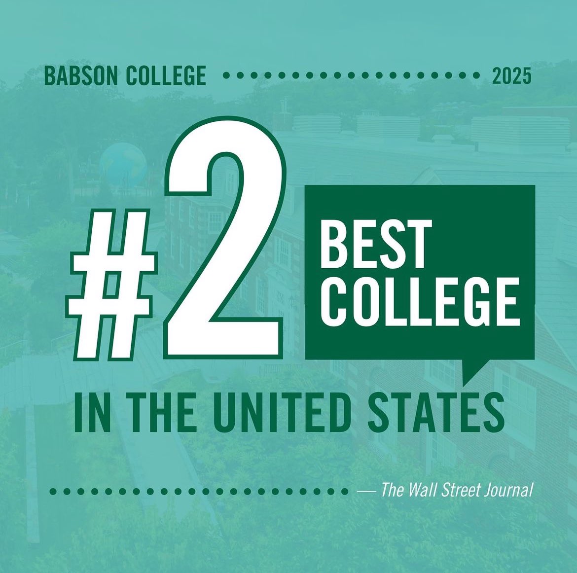 🚨🚨 Just in: Babson has been named the No. 2 college in America by The Wall Street Journal.

Read more at the link below:

entrepreneurship.babson.edu/babson-second-…

#babsoncollege #babsonalumni