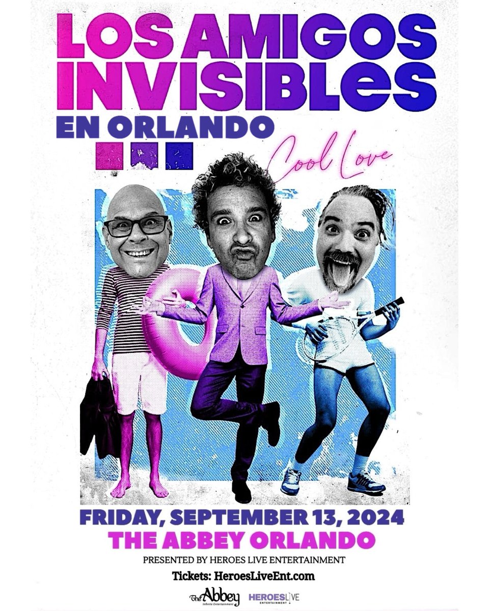 #ORLANDO 🇺🇸 13 Sept <a href="/AmgsInvisibles/">Los Amigos Invisibles</a>  #CoolLoveTour + @djbmf en <a href="/TheAbbeyOrlando/">THE ABBEY</a> ¡Llegó la gozadera! Tickets en LAI.Eventbrite.com
#heroesliveent #losamigosinvisibles #orlandofl