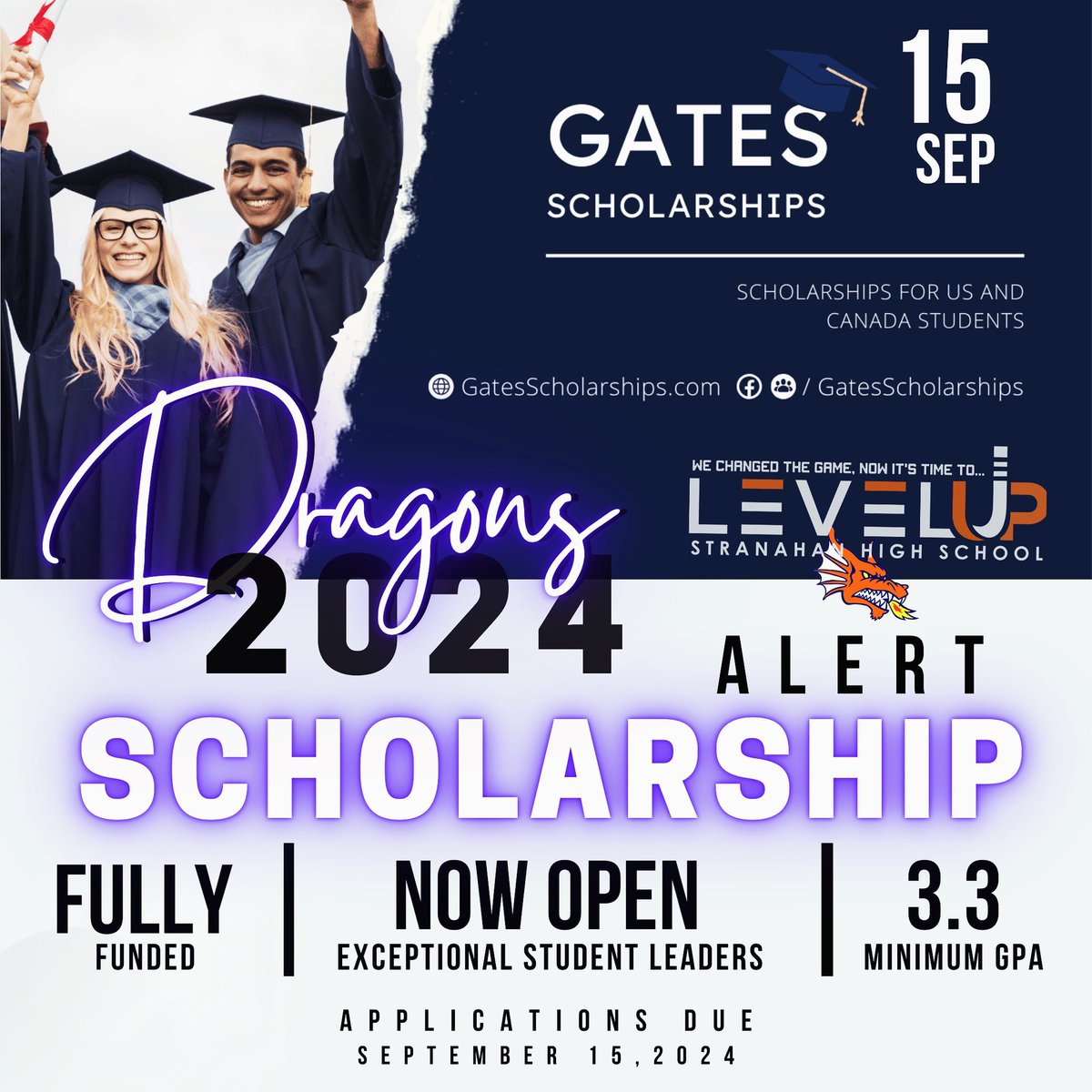 The Gates Scholarship is a highly selective, last-dollar scholarship for outstanding, minority, high school seniors from low-income households. Each year, the scholarship is awarded to exceptional student leaders, with the intent of helping them realize their academic potential.