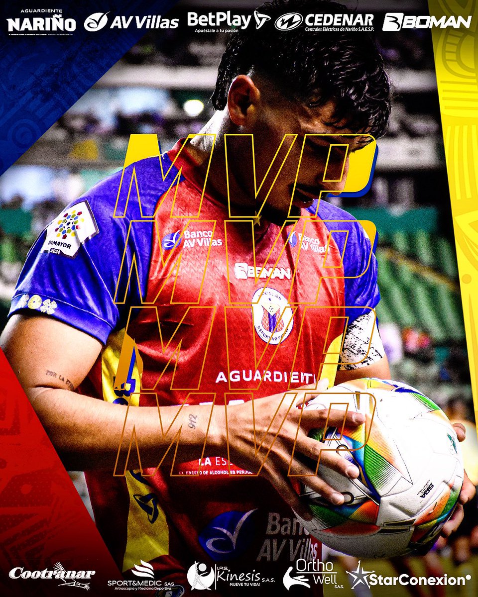 DeporPasto's tweet photo. 🔴🔵🟡 Diego Chávez ha sido elegido el MVP del enfrentamiento entre Cali y Pasto por la octava fecha del clausura colombiano. 

✌️ ENHORABUENA VOLCÁNICO 🌋 https://t.co/kDa43UxPQG