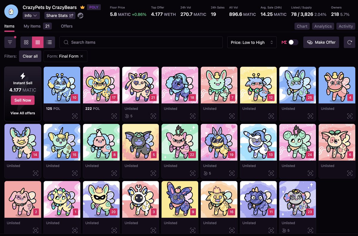 Currently 25 final form pets have been revealed!🔥
Look at them all, these gorgeous faces!!🌈🥚
#CrazyPets #CrazyBearsNFT #BearFam #BeCrazy