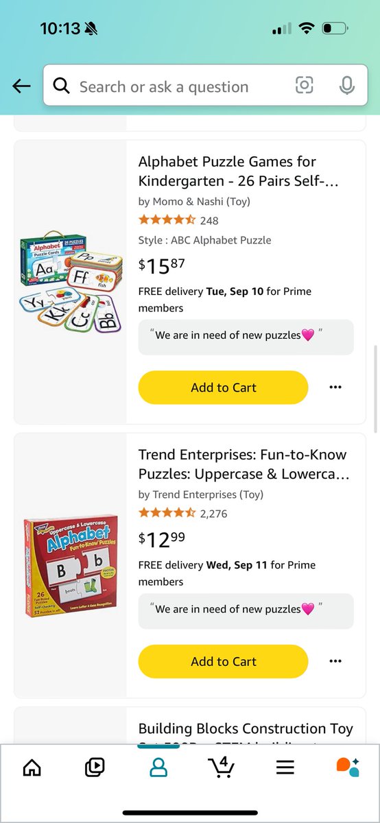 GracieP15776693's tweet image. Puzzles are very much needed for my Kindergartners🥰Any kind donors willing to help me clear a set or by RT my list🩷
#ClearTheLists2024 
@fundthescience @kanekavi @SugarSklSprnkls @SomeChiGuy @YangCity2020 @jrichv @Mamacoopah 
amazon.com/hz/wishlist/ls…