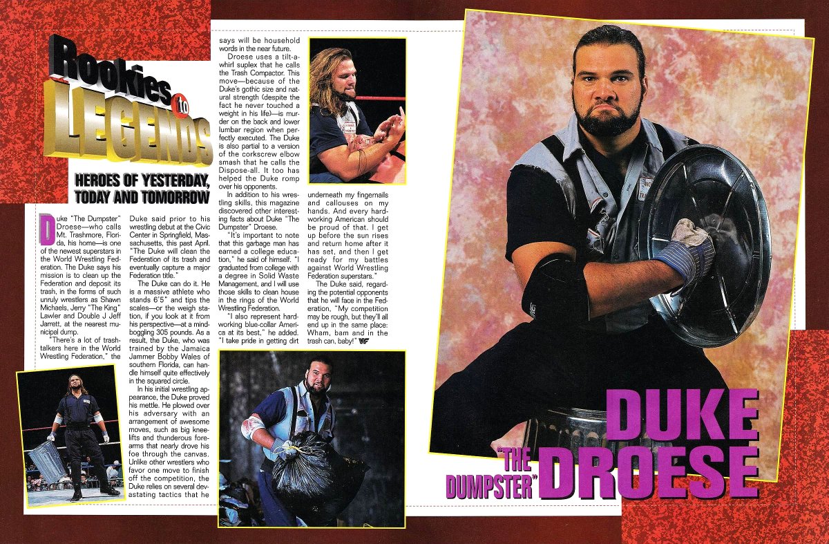WWFWrestling1's tweet photo. WWF Magazine Personality Profile of Duke "The Dumpster" Droese from August, 1994. ποΈ #WWF #WWE #Wrestling #DukeDroese https://t.co/Geh5Xaycq6