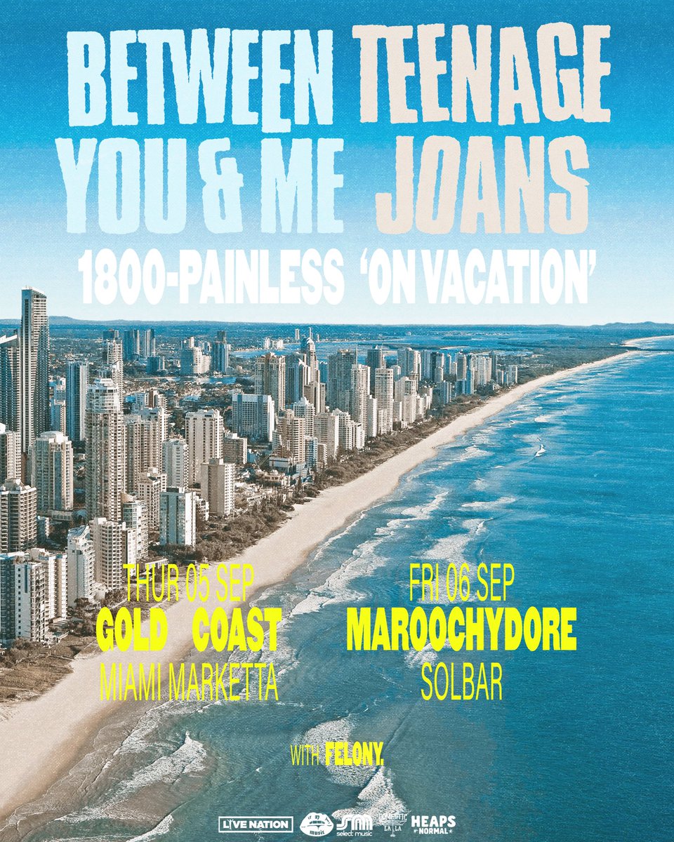 Between You & Me (@byamaus) on Twitter photo Final 2 shows of our 1800-PAINLESS headline tour with <a href="/TeenageJoans/">Teenage Joans</a> ends this weekend. It’s been such a fun tour around Australia, visiting places we’ve never been before.
Final tickets: lvntn.com/bymtj2024 Final 2 shows of our 1800-PAINLESS headline tour with <a href="/TeenageJoans/">Teenage Joans</a> ends this weekend. It’s been such a fun tour around Australia, visiting places we’ve never been before.
Final tickets: lvntn.com/bymtj2024