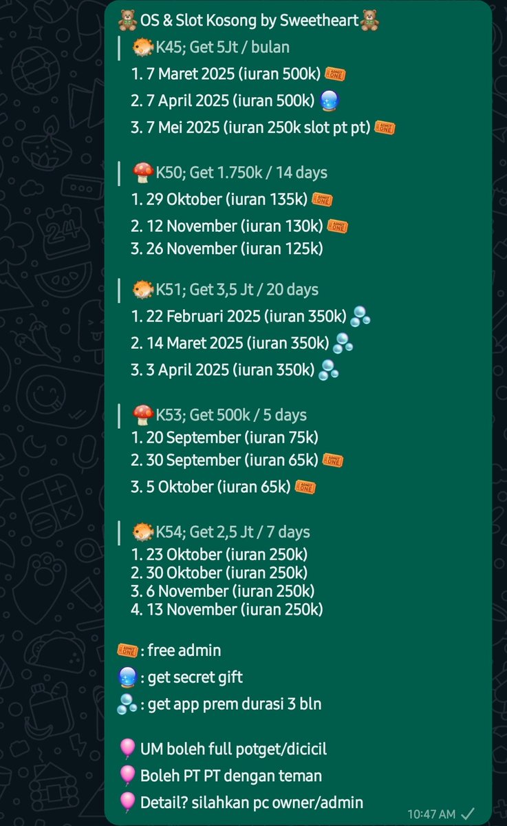 Kamu lagi pengen ikut arisan online tapi nggak tau harus kemana? Kalau gitu yuk ikut 𝐴𝑟𝑖𝑠𝑎𝑛 by 𝑆𝑤𝑒𝑒𝑡ℎ𝑒𝑎𝑟𝑡! 𖥔 ࣪ ִֶָ  Udah terjamin aman dan anti ribet ˁっ˕    ᪲ˀ Jadi ayo, buruan join sebelum slotnya penuh!

🎀chat.whatsapp.com/Er5BXV8OcVsEXo… #zonabu #zonauang #zonaba