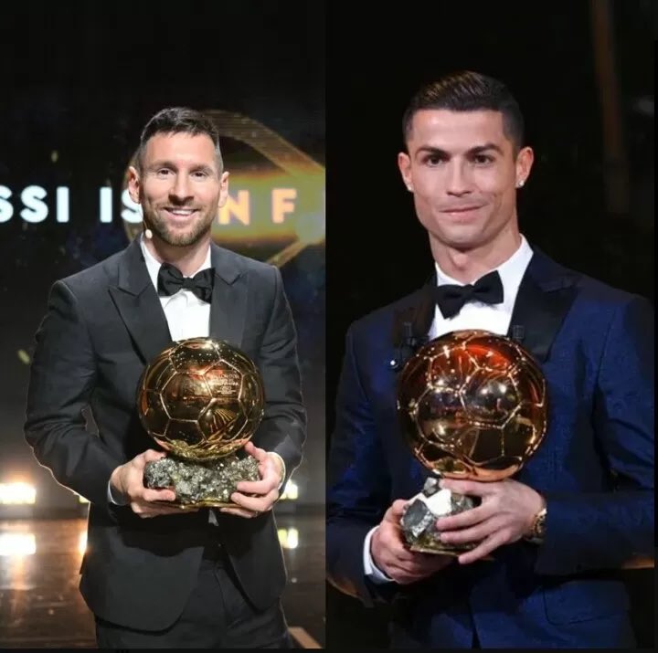 AribKhusro's tweet photo. Cristiano Ronaldo and Leo Messi,out of the Ballon d’Or nominess for the first time since 2003 #Messi𓃵 #Cristiano #BallonDor https://t.co/KixwA9WwW3