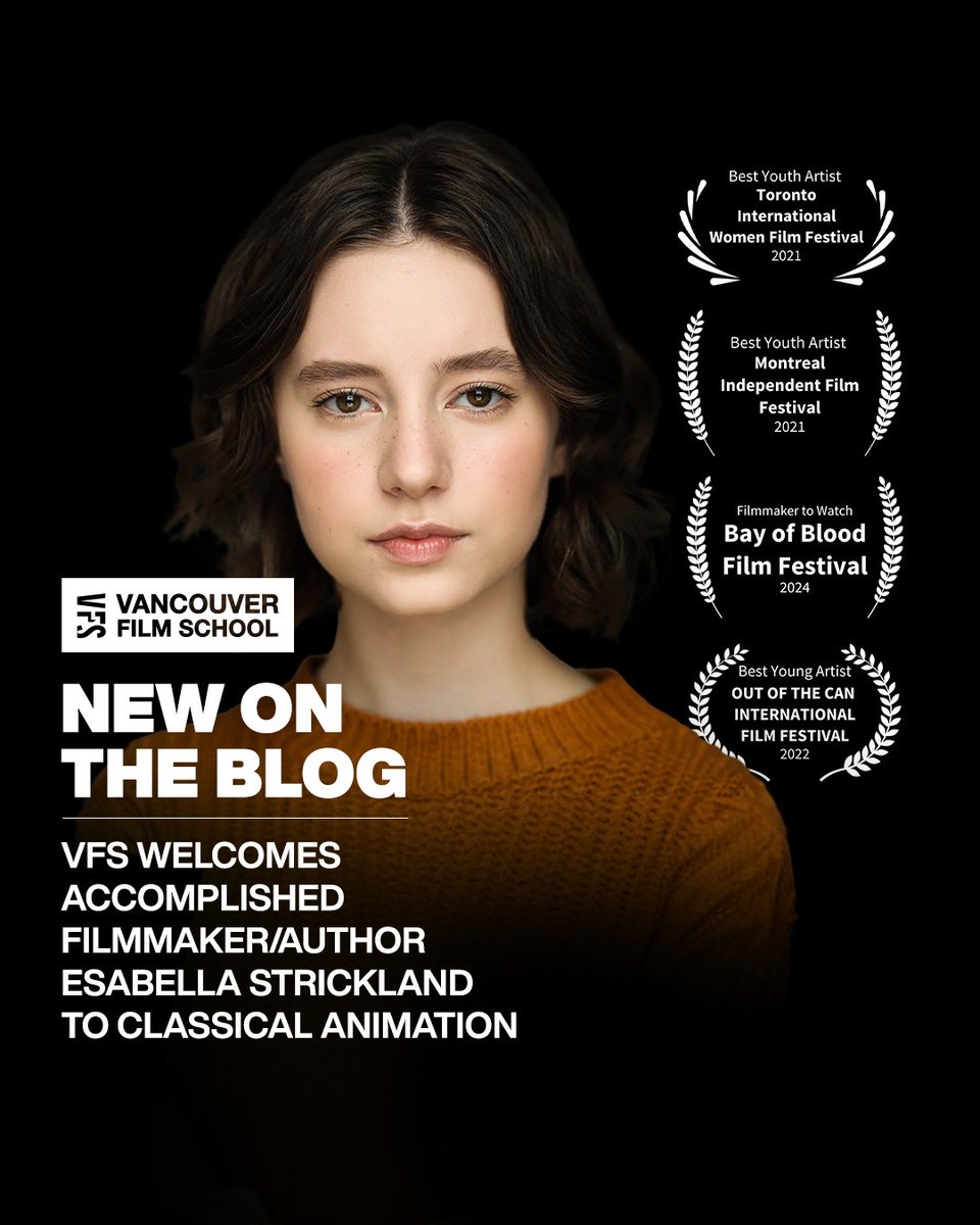 Vancouver Film School (@vfs) on Twitter photo VFS is excited to welcome filmmaker, author, and neurodiversity advocate <a href="/EsabellaKarena/">EsaBella Strickland Actress / Screenwriter π½π¬</a> to the Classical Animation program! At just 18, sheβs already made waves with her award-winning films & writing.
Read all about it on THE BLOG π ow.ly/my3b50TfYS5 VFS is excited to welcome filmmaker, author, and neurodiversity advocate <a href="/EsabellaKarena/">EsaBella Strickland Actress / Screenwriter π½π¬</a> to the Classical Animation program! At just 18, sheβs already made waves with her award-winning films & writing.
Read all about it on THE BLOG π ow.ly/my3b50TfYS5