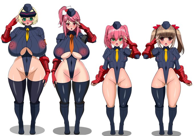 洗脳敬礼4人並べたverとアカネさまも入れた集合ver 