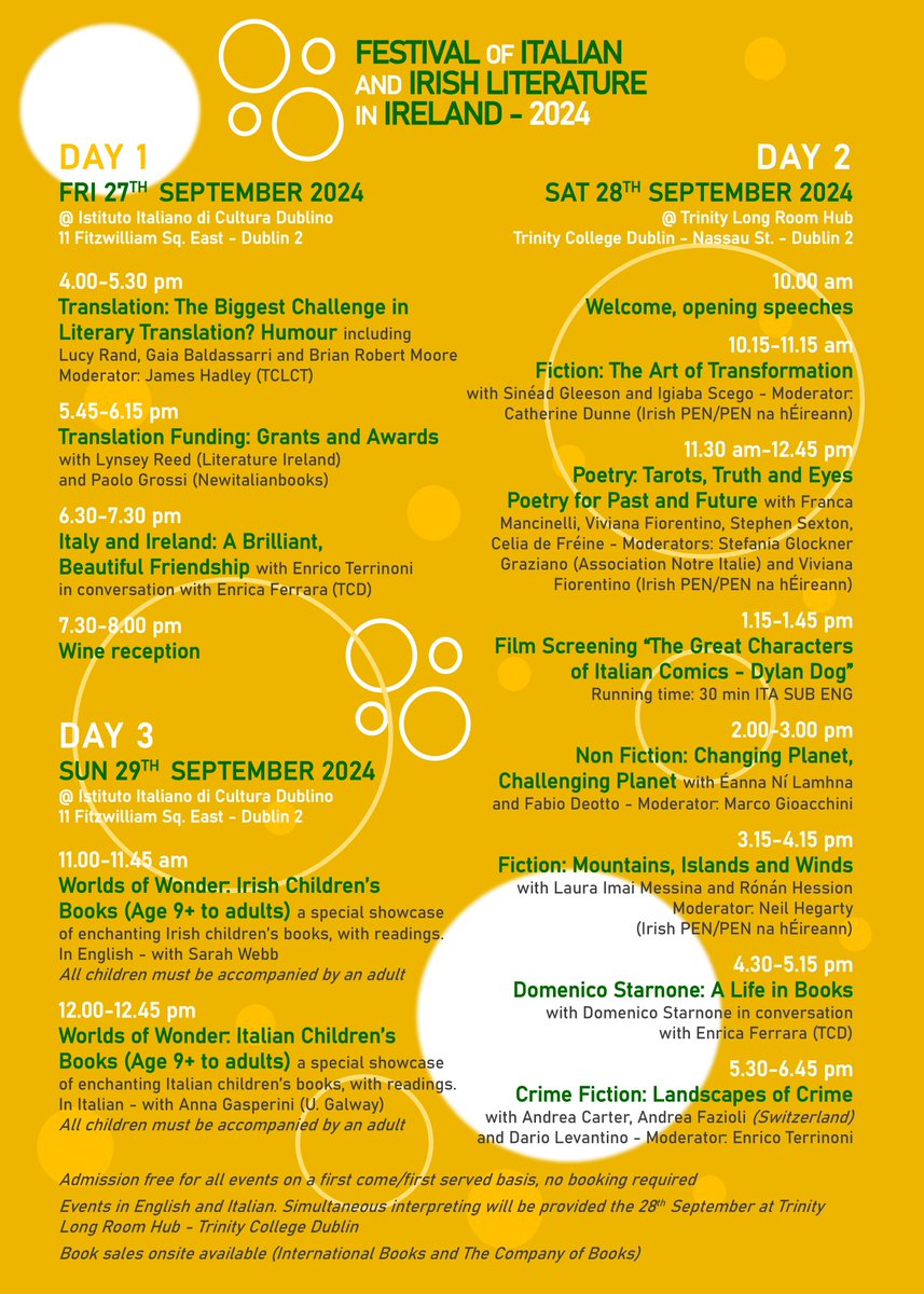 IICDublino's tweet photo. The full programme of #FIILI – Festival of Italian and Irish Literature in Ireland 2024 is now available!!!
📚 Admission is free without reservation, subject to availability. 
DOWNLOAD THE FULL PROGRAMME: https://t.co/Nvkr4naLLU

#Literature #Dublin #LiteratureFestival #italian https://t.co/3X5nSebbqC