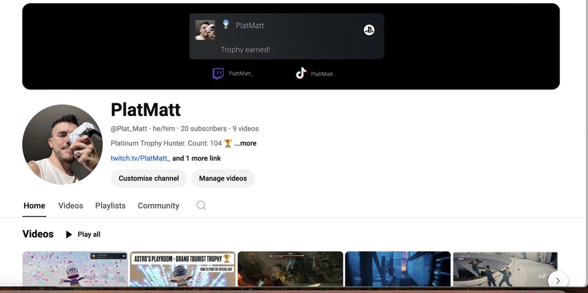 I know it's been a long time since I've posted... and tbh I hope someone even reads this 🥹 
I've started my own gaming channel on YouTube. I would really appreciate it if you could show it some love! 🕹️

youtube.com/@plat_matt