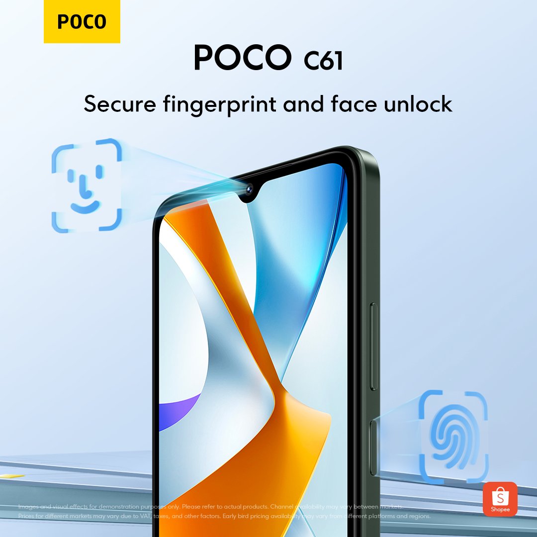 POCOPilipinas's tweet image. Get your carts ready for the #POCOC61 available for as low as  ₱3,199 starting September 6! 🙌 Experience smooth scrolling on a 6.71” 90Hz display, secure your phone with fingerprint &amp;amp; face unlock, and enjoy all-day power with a massive 5000mAh battery!⚡