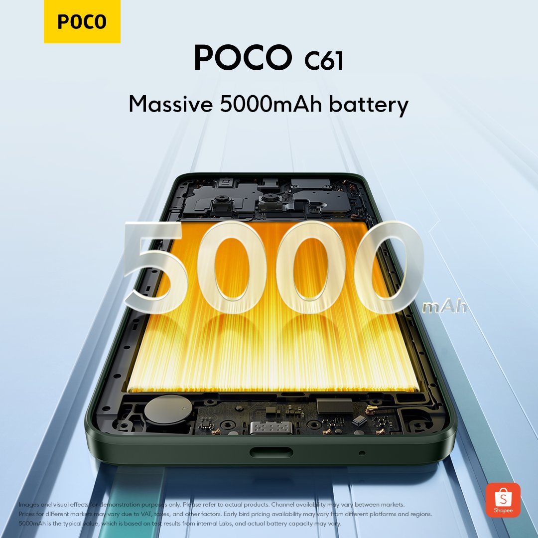 POCOPilipinas's tweet image. Get your carts ready for the #POCOC61 available for as low as  ₱3,199 starting September 6! 🙌 Experience smooth scrolling on a 6.71” 90Hz display, secure your phone with fingerprint &amp;amp; face unlock, and enjoy all-day power with a massive 5000mAh battery!⚡