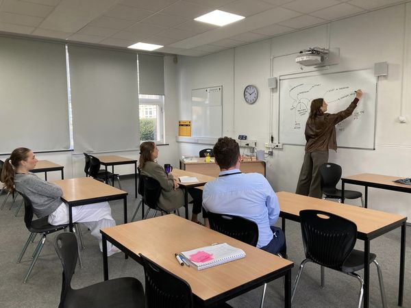 Enjoyable, invaluable teaching rehearsal for our cohort today. Lizzie pictured playing the “awkward customer”! Big thanks to Caroline Carson from Richard Rose Central Academy and Paul Charnock from Trinity for their excellent sessions.  #onecumbria #sheffieldhallamuniversity