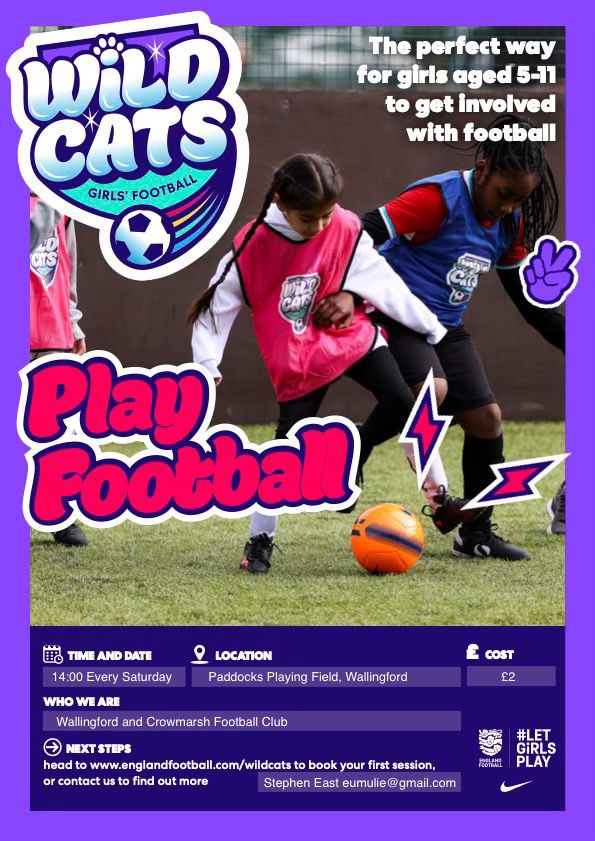 Wallingford and Crowmarsh FC (@wandcfc) on Twitter photo Wildcats football training for 5-11 year olds girls starts on Saturday 7th September at 14:00, Paddocks Playing Field. First two sessions are free. Make Friends, have fun and play football! <a href="/fiberkshire/">Football in Berkshire</a> <a href="/BerksandBucksFA/">Berks & Bucks FA</a> <a href="/OMGFL/">Oxfordshire Girls Football League</a> <a href="/OxfordshireFA/">Oxfordshire FA ⚽</a> Wildcats football training for 5-11 year olds girls starts on Saturday 7th September at 14:00, Paddocks Playing Field. First two sessions are free. Make Friends, have fun and play football! <a href="/fiberkshire/">Football in Berkshire</a> <a href="/BerksandBucksFA/">Berks & Bucks FA</a> <a href="/OMGFL/">Oxfordshire Girls Football League</a> <a href="/OxfordshireFA/">Oxfordshire FA ⚽</a>