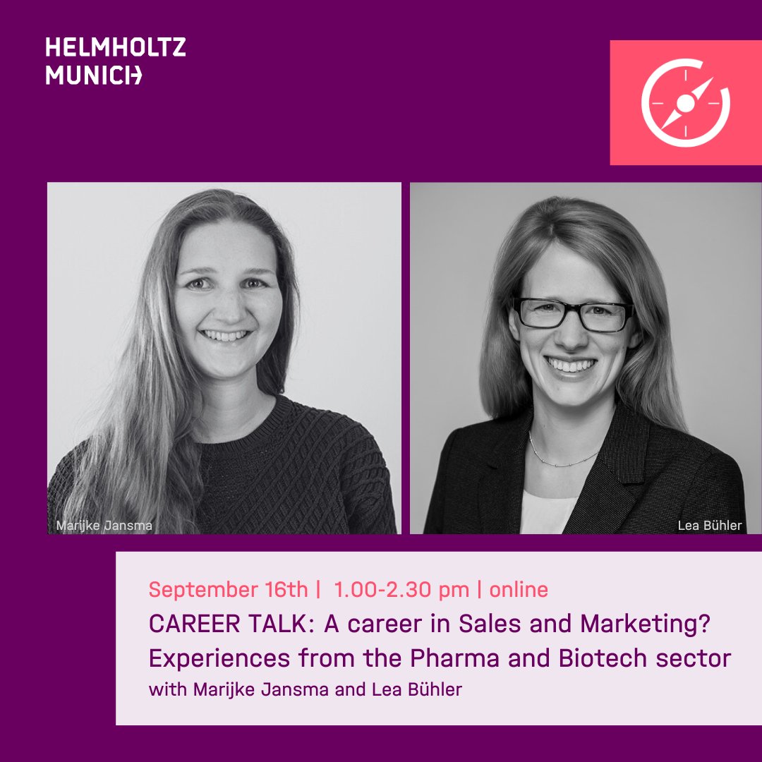 Many researchers in academia are hesitant to consider a career trajectory in sales. Sales – this seems far, maybe too far, from academic research. Fact ­– or prejudice? Join the Helmholtz Munich Career Center for PhDs &amp; Postdocs and find out!
Registration: t1p.de/obu7e