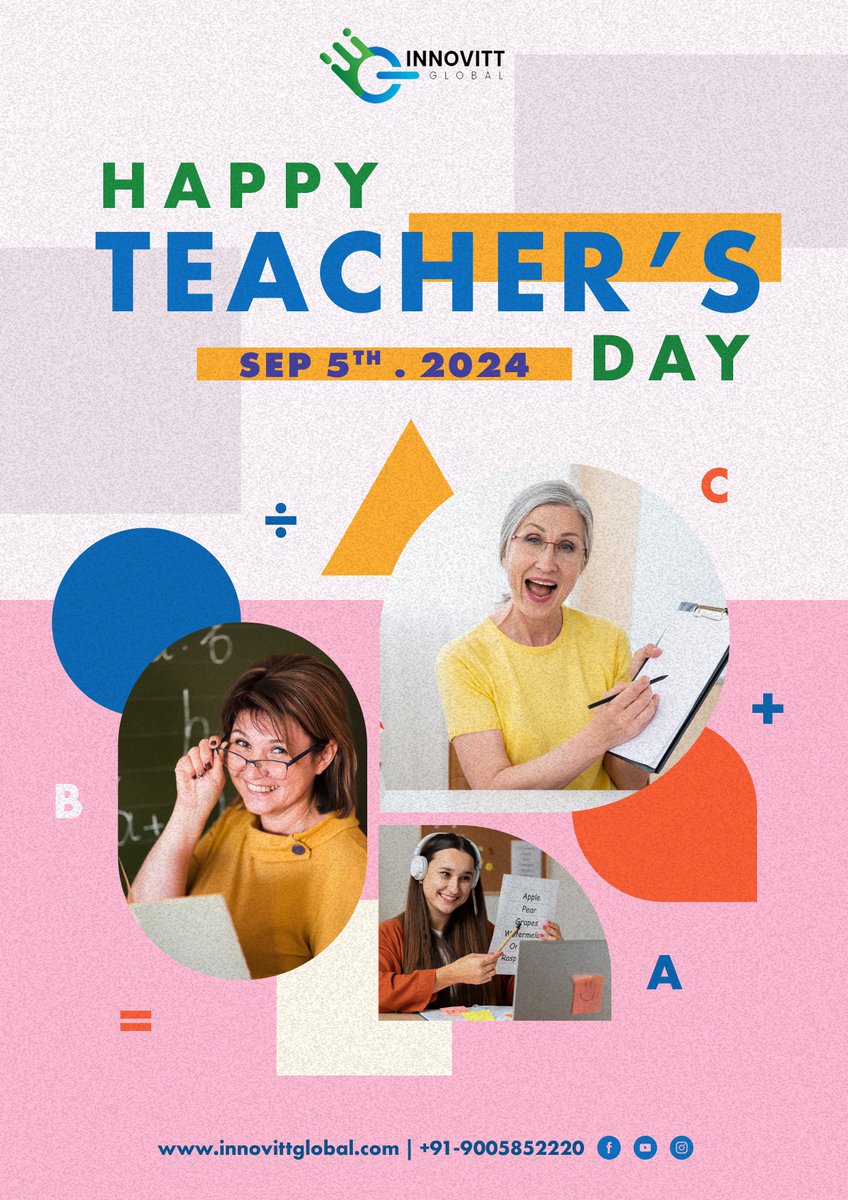 innovittglobal's tweet photo. Happy Teachers' Day! We respect and admire all the teachers' dedication to shaping young minds.
.
.
.
Visit Our website: https://t.co/Q7uvSJa5gF
Contact us: +91-9005852220

#innovittglobal #TeachersDay2024 #Teachersday #respectallteachers #SoftwareDevelopment #AppDevelopment https://t.co/LO8OOxcgYC
