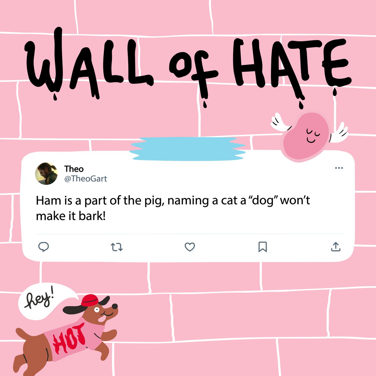 Hi Theo,

We had no idea that ‘ham’ referred to a specific part of a pig, and definitely don’t want to be part of spreading misinformation online.

If you let us know which part of the pig the ‘ham’ is then we’ll change the name immediately.

Love, La Vie™️🌈❤️