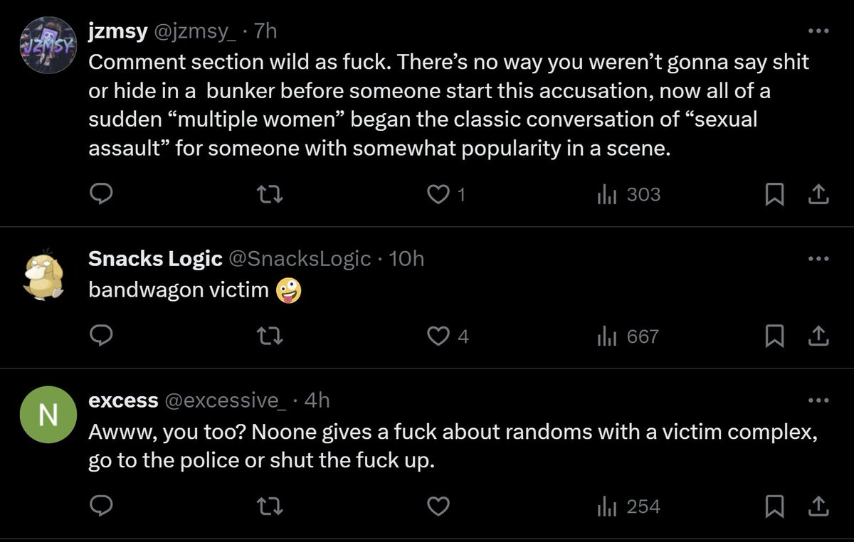 renyan's tweet photo. I am not only disgusted by Maniac's actions, but also by the number of people condemning/questioning the women impacted by his actions.

The women went through proper channels first, and when BLAST did nothing, they took to Twitter. Other women waited for others to speak first, as they were afraid to risk their careers and livelihood, or simply lacked the courage.

That some waited to come forward doesn't cheapen their experiences. From the accounts of things, there is clearly a culture for unwelcomed advances in esports - and from the inaction of BLAST - this seems to be regularily swept under the rug.

Sorry for saying the silent part out loud, but this is a very male dominated scene, so it's easy to understand why someone would hesitate to come out against a popular desk host and ex-pro.

False allegations are scary as fuck and can easily ruin a persons life. People would do well to be critical. However, when there are this many corroborating parties, the real events seem clear.