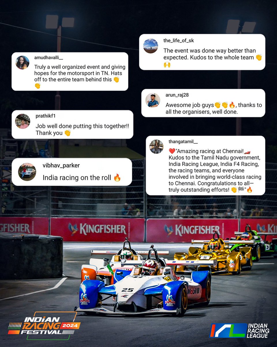 Irlofficial1's tweet photo. It’s never a sporting spectacle without our fans ❤️🔥💪💪

#IndianRacingLeague | #PresentedByKingfisher #PoweredbyJKtyres #PerformancebyMobil https://t.co/4o1C45JMSq