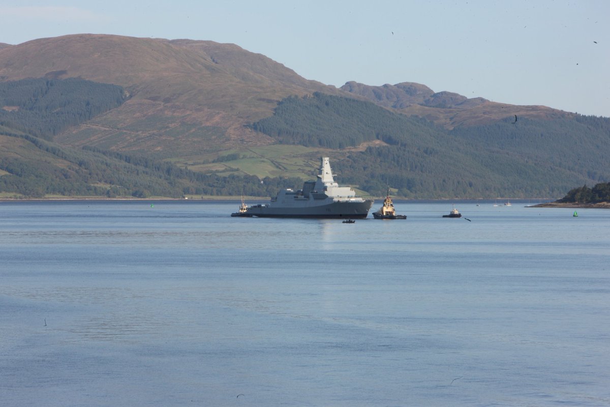 HMS Coventry returning this morning back to BAESystems in Glasgow under tow to continue her fitting out.