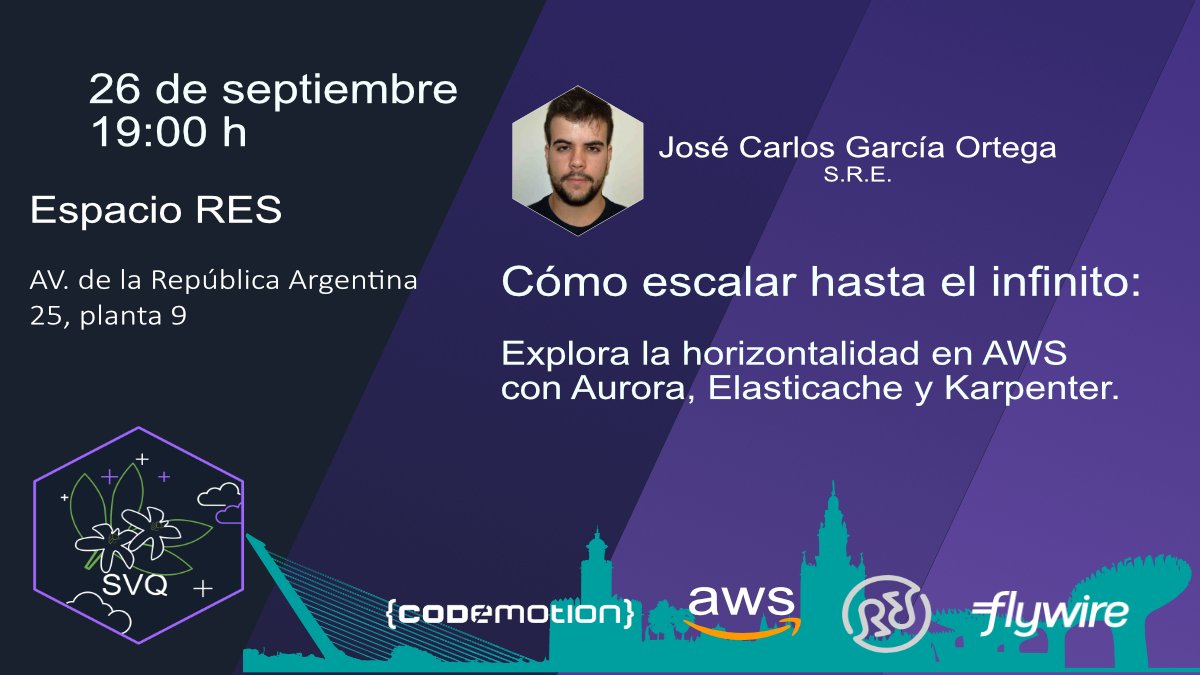 🌟 ¡Este 26 de septiembre a las 19:00 h en Espacio RES, inauguramos la nueva temporada con una charla que no te puedes perder! 🚀 José Carlos García Ortega, nos enseñará cómo escalar hasta el infinito en AWS. 🌐

meetup.com/aws-user-group…
#Escalabilidad #AWS #DevOps #AWS_UG_Sevilla