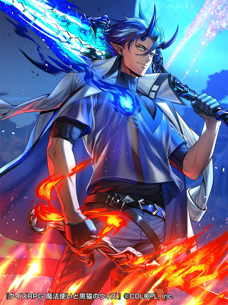 kuren62's tweet photo. 【お仕事】
株式会社コロプラ『クイズRPG 魔法使いと黒猫のウィズ』にて「ダンタリオン」を描かせていただきました
またイケメン担当できてうれしい！よろしくお願いします！

#黒ウィズ