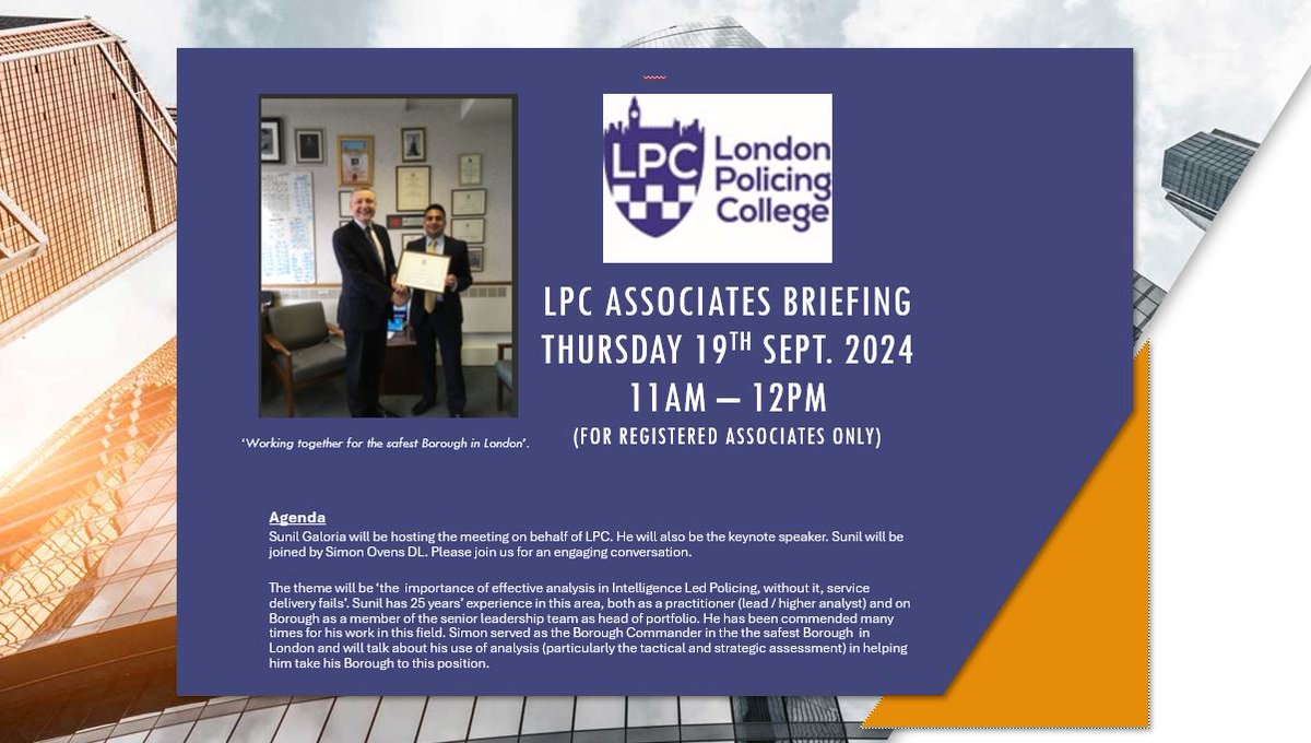 LPC Associates Briefing - Thursday 19th September 2024 (for registered Associates only)

The invitations have now been sent out and we hope to see you all there!