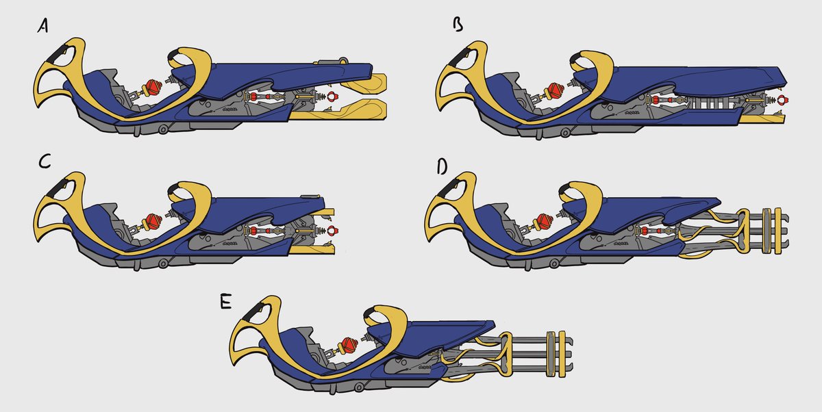Weapon Concept 2 No. 1
By popular request, here are iterations on C from my last weapon. Once again, I’d love to get your opinion on these. Which one would you want me to design further? I’m currently torn and would love more opinions. I tried it this time, it fits in hands! xD