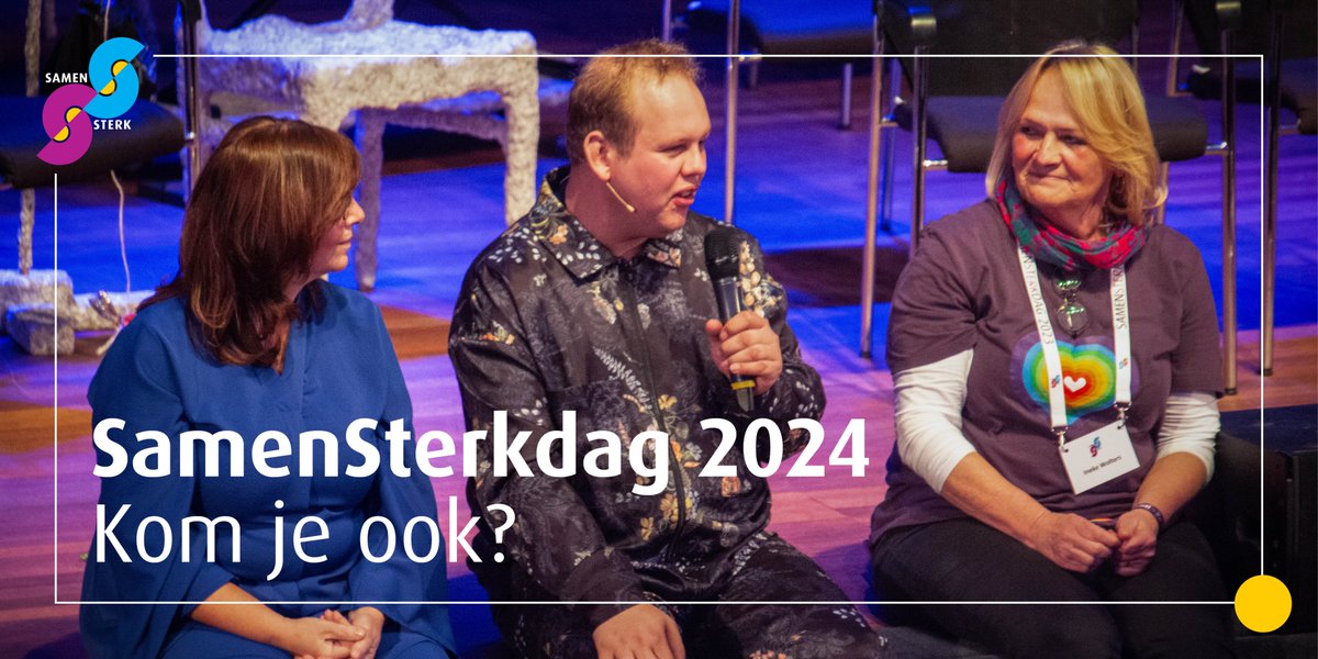 Heb jij je al aangemeld voor de SamenSterkdag op 1 november? Ga snel naar samensterkdag.nl en maak je keuze uit de leuke workshops en lezingen voor ze volzet zijn. Dit jaar geniet je ook van een inspirerende theatervoorstelling en rondleiding op Papendal. Tot straks!