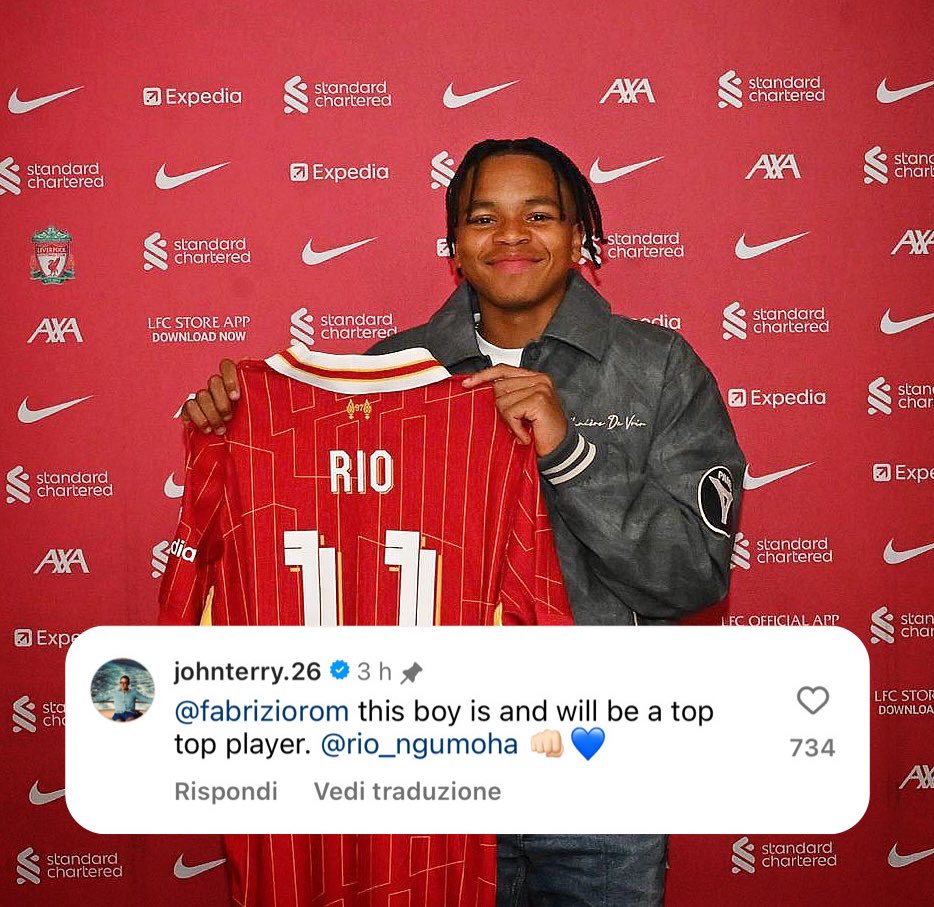 FabrizioRomano's tweet photo. 🔴✨ John Terry’s comment on Rio Ngumoha joining Liverpool.

“This boy is and will be a top player”. 🏴󠁧󠁢󠁥󠁮󠁧󠁿 https://t.co/L2OUEpbyCT