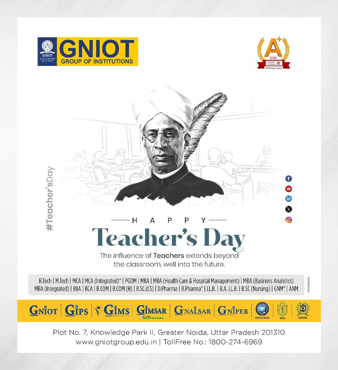 Happy Teachers' Day to those who inspire, educate, and make every classroom a place of discovery. 📖🖊

#HappyTeachersDay #TeachersDay #SchoolLife #StudentLife #Students #College #GNIOT