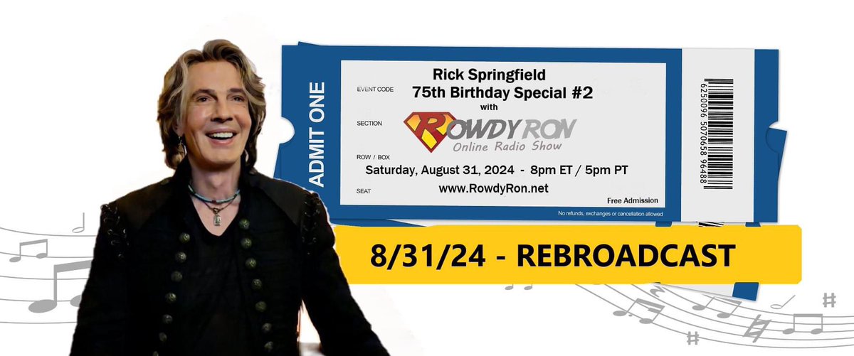The Rick Springfield 75th Birthday Specials are streaming continuously 24/7 at rowdyron.net
courtesy of Rick and The NEWSflash and DJ <a href="/ItsRowdyRon/">Rowdy Ron</a>.  Enjoy! #RickSpringfield