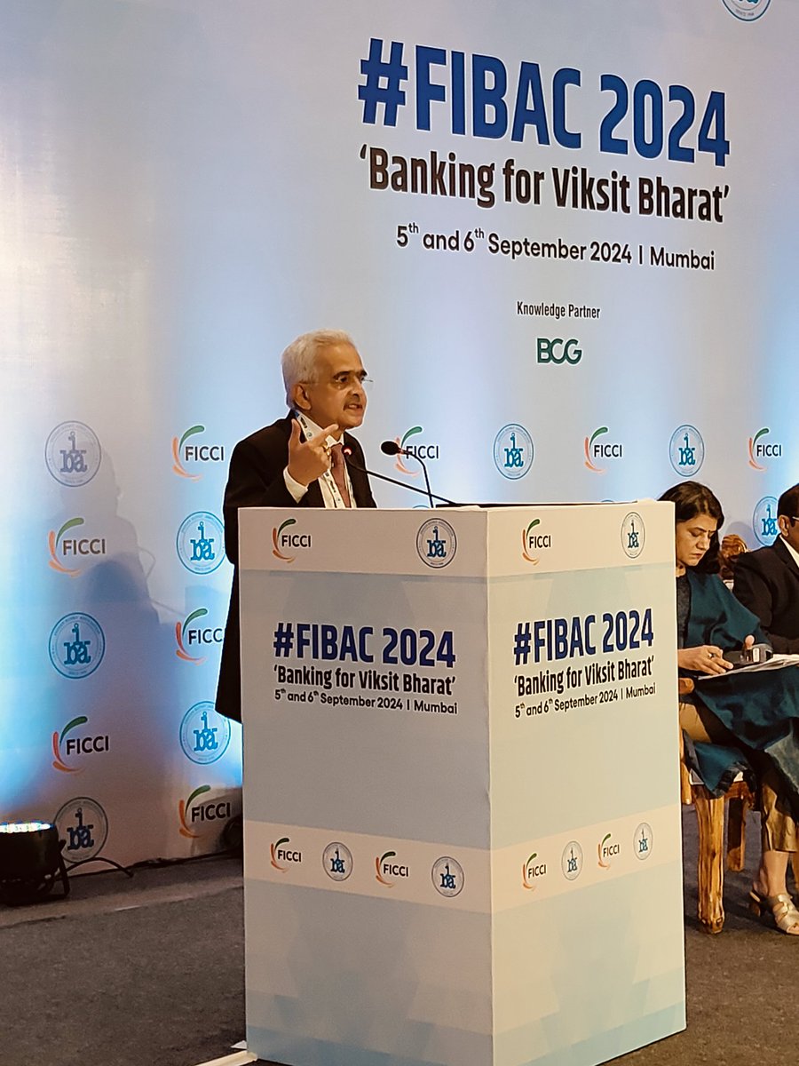 ChiefIba's tweet photo. Shri Shaktikanta Das, Governor, RBI delivered Inaugural Address at #FIBAC 2024 - Banking for Viksit Bharat https://t.co/B8OJalV0Iy