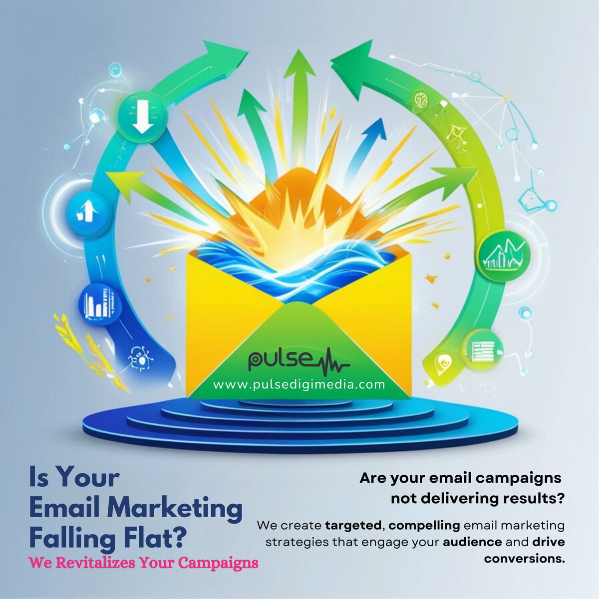pulsedigimedia's tweet image. Is Your Email Marketing Falling Flat?
We Revitalizes Your Campaigns
Are your email campaigns not delivering results?

Connect With Us:
pulsedigimedia.com

#EmailMarketing #PulseDigitalMedia #EngageAndConvert #DigitalMarketing