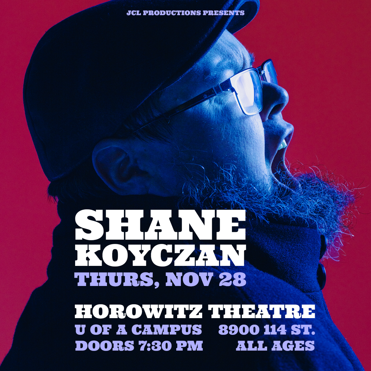 Super excited to bring back and host .<a href="/Koyczan/">Shane Koyczan</a> in Edmonton at <a href="/HorowitzTheatre/">The Horowitz Theatre</a> on <a href="/UAlberta/">University of Alberta</a> campus, Thurs, Nov 28. Doors 7:30. Tix on sale this Fri, Sept 6 at 10 am. Link to follow. Get em while you can YEG! <a href="/edmfolkfest/">Edmonton Folk Fest</a>  <a href="/whereedmonton/">INFO Edmonton (formerly Where Edmonton)</a> <a href="/CBCradiotara/">tara mccarthy 🙋🏼‍♀️</a> <a href="/readxrange/">RANGE</a> <a href="/strollofpoets/">Stroll Of Poets</a>