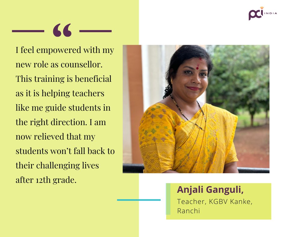 PCI_India_'s tweet photo. Through #HumeinBadhnaHai, we're building the capacities of #teachers, helping them evolve as #counsellors who can alter the future of #adolescent #girls. This #TeachersDay, here's what teachers have to say:
#education #career #counselling
@JepcJharkhand @riseupforgirls @Cummins https://t.co/IdhTL0rWsX