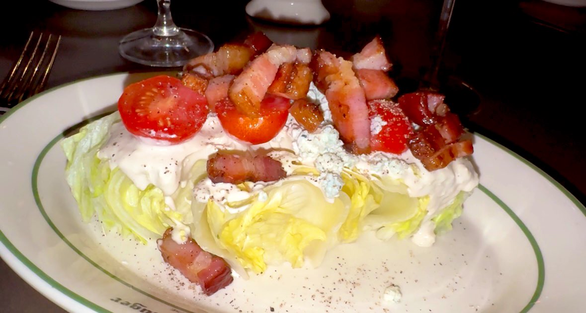 DaynaRoselli's tweet photo. The best wedge salad ever! And of course, the steak. Enjoyed dinner at #PeterLuger @CaesarsPalace. Don’t worry if you share and someone likes it medium & another likes it rare, they can cook it to perfection on the sizzling plate. https://t.co/yduMEmlYNr