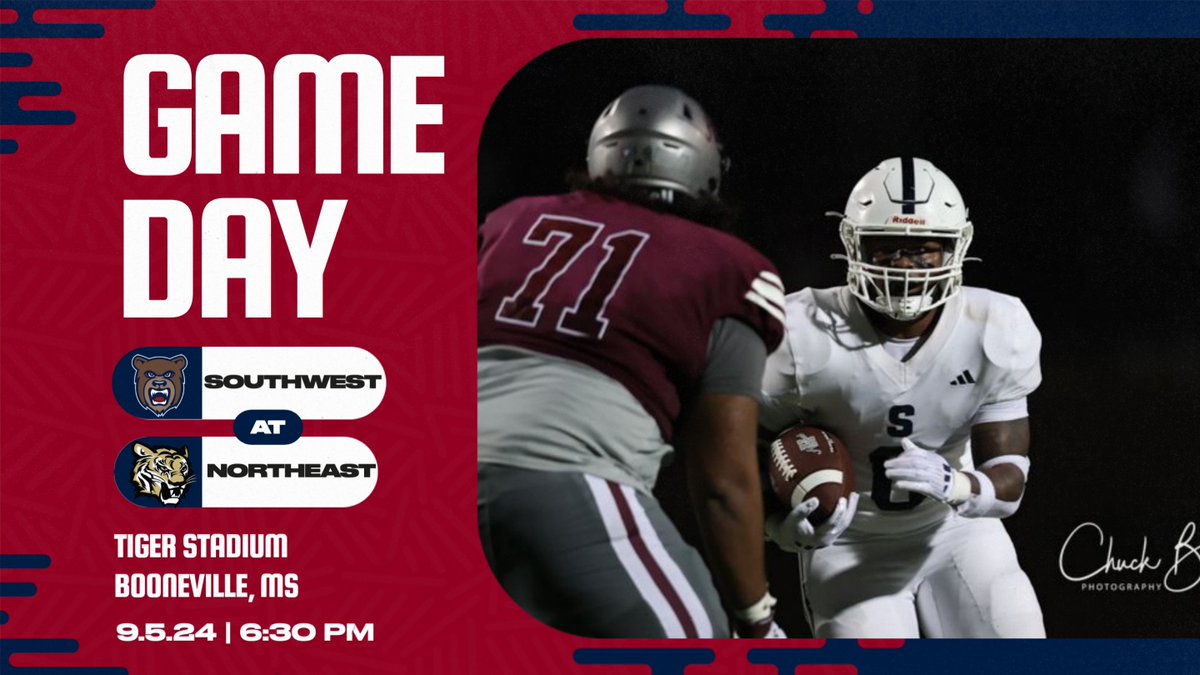 🏈🏈FB GAMEDAY🏈🏈

The Bears experience their first road test of the season as they head north to face the Tigers. 

🆚 Northeast
📍 Booneville
🏟️ Tiger Stadium 
⏰ 6:30 p.m. 
📺 nemcctv.com/blackchannel/
📻 K106 (105.7 FM)

#ReachTheSummit🐻